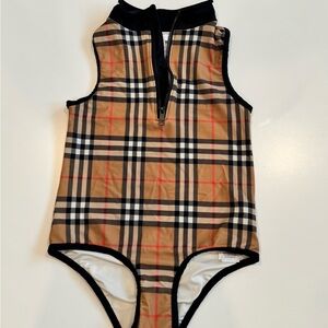 Burberry Tan and Black One Piece Swimwear